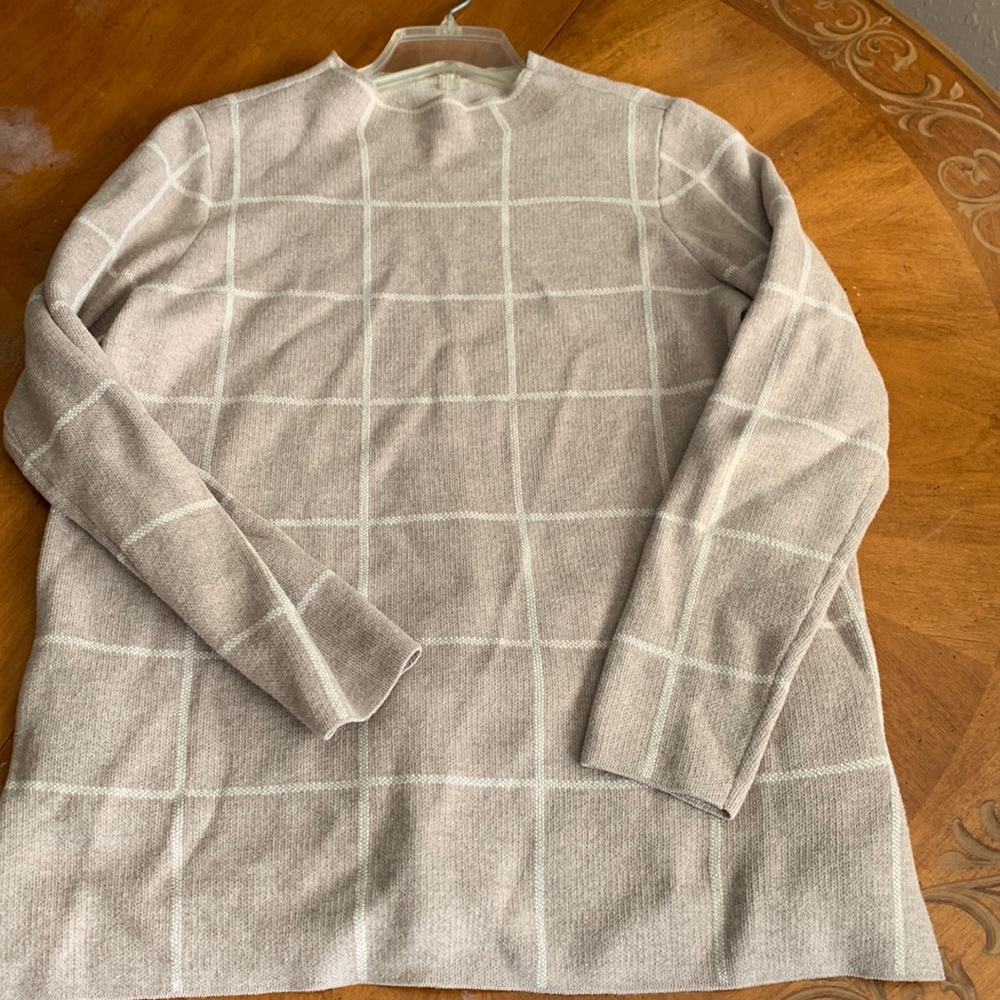 Loft windowpane mock neck sweater